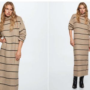 Mango Knitted Striped Turtleneck Dress Size 6
